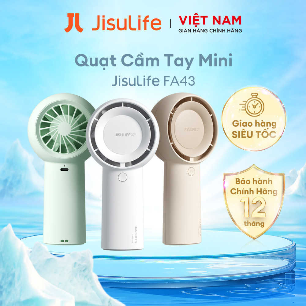 [DUY NHẤT 25 - 29.06] Quạt Cầm Tay Mini JISULIFE FA43 Siêu Mát - Sạc Nhanh - Pin 4000mAh Sử Dụng Lên Đến 12H Chính Hãng - BH 12 Tháng