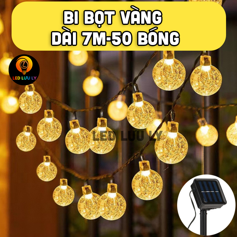 Đèn LED Dài 7M Năng Lượng Mặt Trời 50 Bóng Chớp Nhiều Chế Độ Crystal Bubbble String Solar String, LED tự động bật vào lúc hoàng hôn ngoài trời không thấm nước ngoài trời sân vườn, đèn chớp - đèn nháy năng lượng mặt trời chống nước