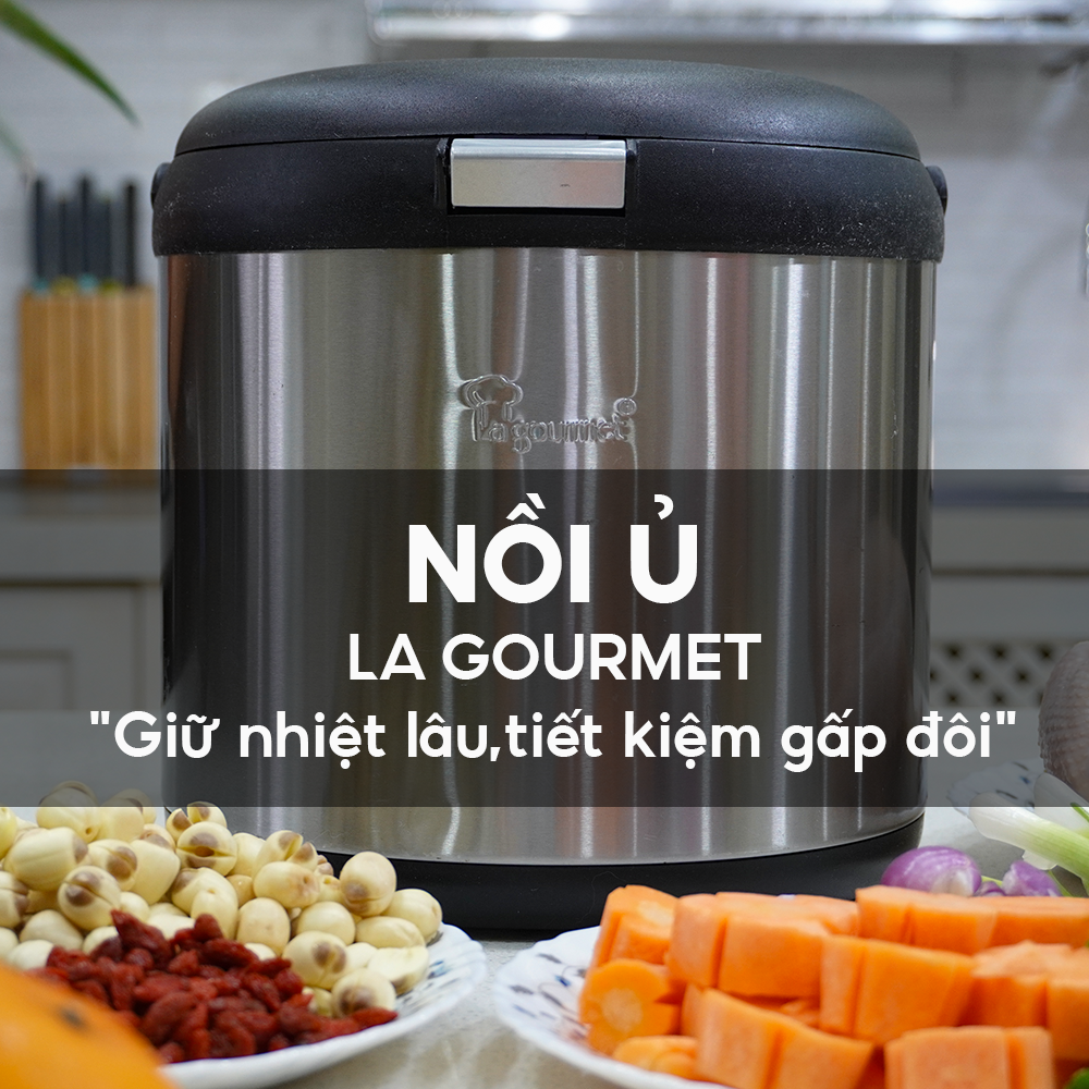 Nồi ủ giữ nhiệt 6L-nồi nấu chậm làm mềm thức ăn La gourmet đa năng- dùng cho 4-5 người -sử dụng bếp từ Inox 304 cao cấp -lòng nồi thép không gỉ -chính hãng bảo hành 1 năm-Thermal cooker- 267788