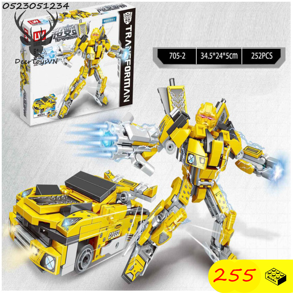 255 CHI TIẾT-HÀNG CHUẨN - BỘ ĐỒ CHƠI XẾP HÌNH LẮP GHÉP Transformer BUMBLEBEE - LẮP RÁP Robot Biến Hình