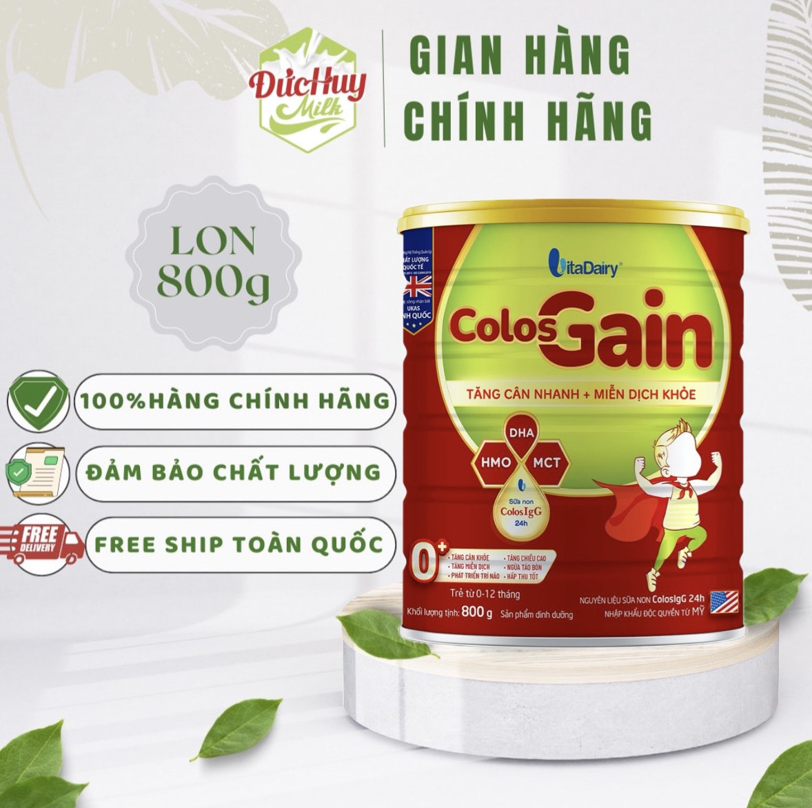 Sữa bột vitadairy colos gain 0+/1+ lon 800g