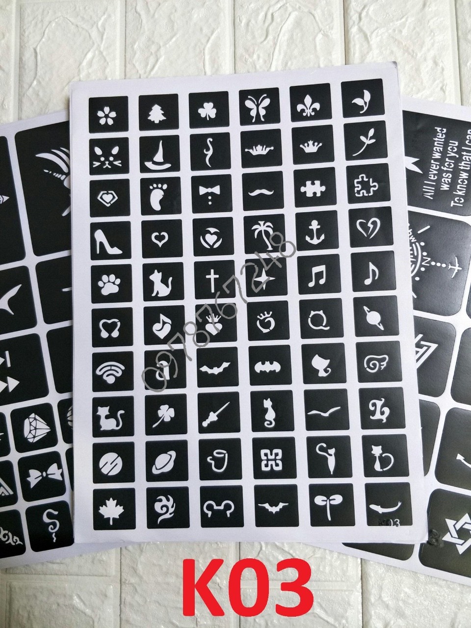 KHUÔN XĂM HÌNH XĂM TẠM THỜI K03 KHỔ A4 không kèm mực