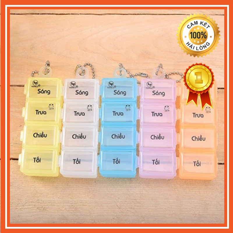 Hộp chia thuốc 4 ngăn. hộp đựng thuốc sáng, trưa, chiều tối, khây đựng thuốc liều hofaco