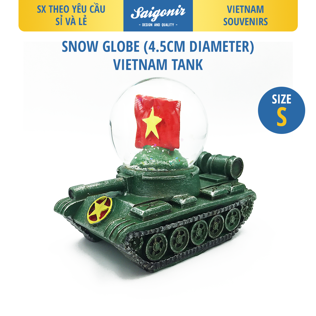 [HCM]Quả cầu tuyết thuỷ tinh Đường Kính 4.5cm - hình Xe tăng Việt Nam - Quà tặng - Quà Lưu Niệm - Saigonir