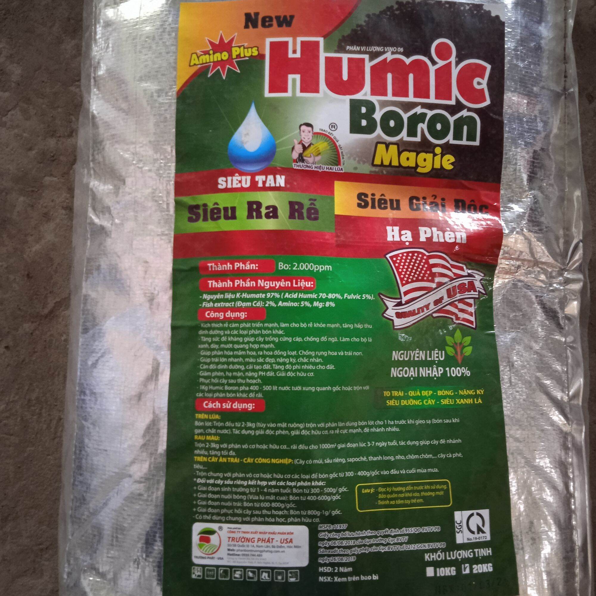 1kg phân bón hữu cơ Humic Boron giúp cây kích rễ cực mạnh, hạ phèn giải độc hữu cơ, cải tạo đất tươi xốp, xanh cây lớn lá hoa kiểng cây giống rau màu