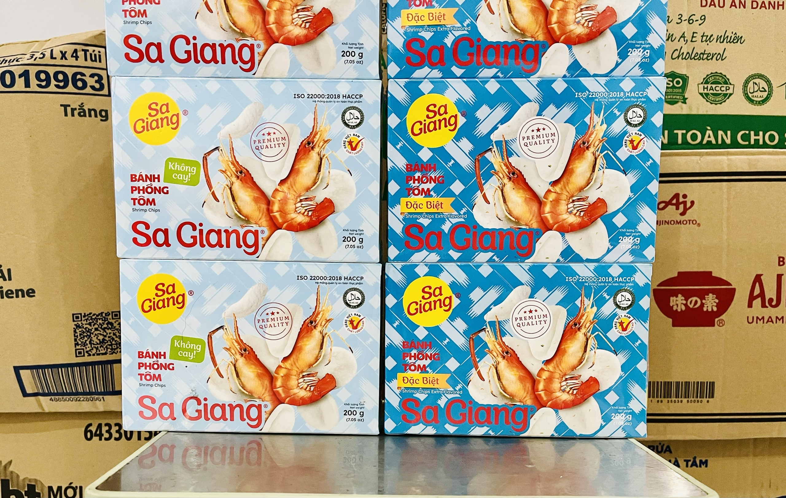 Bánh phồng 1 con tôm/5 con tôm Sa Giang hộp