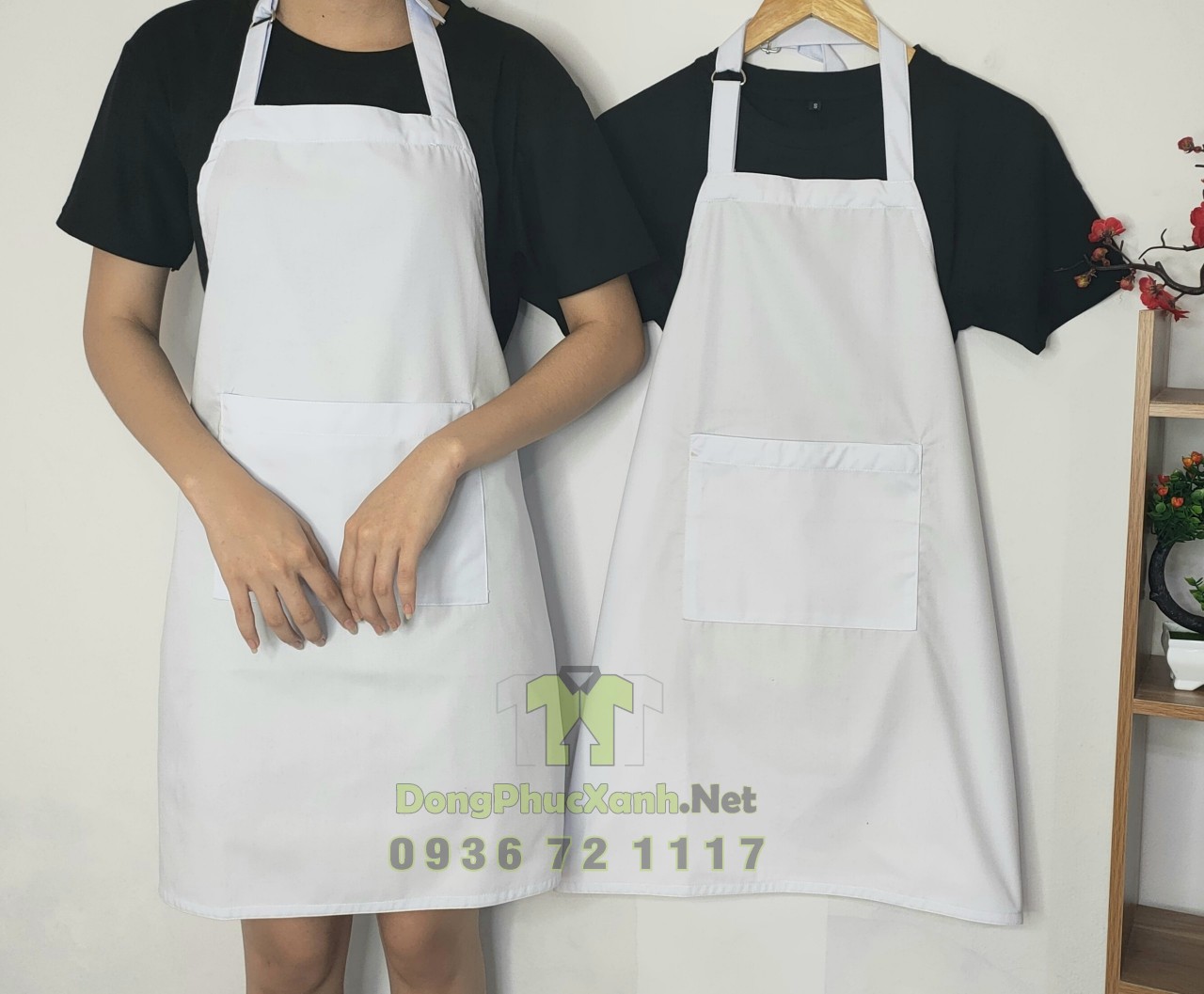 Tạp Dề Bếp, Tạp Dề Màu Trắng, Tạp Dề Phục Vụ Trơn, Tạp Dề Nam, Tạp Dề Vải Kaki