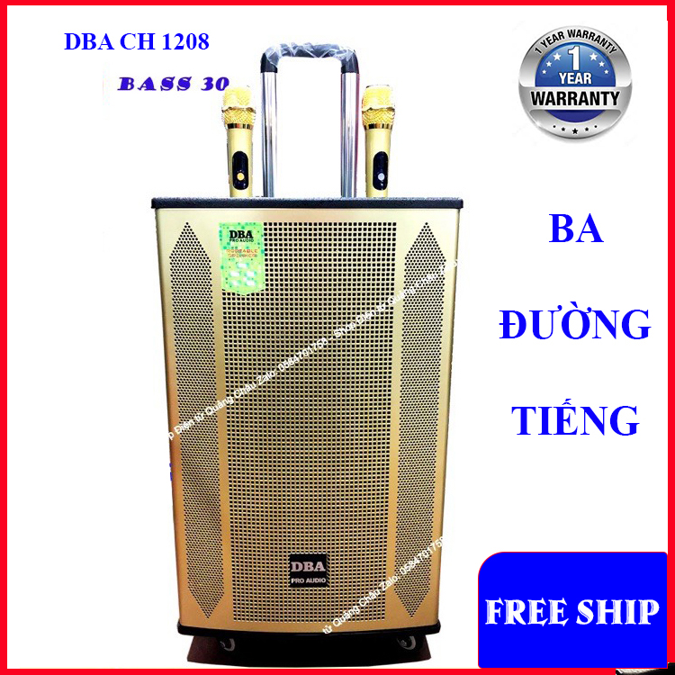 LOA KÉO CAO CẤP DBA 1208, 3 ĐƯỜNG TIẾNG  BASS 30, ÂM THANH SIÊU VANG , CHẮC, ÊM TAI, KÈM 2 MÍC HÁT HAY, BẮT NHẬY
