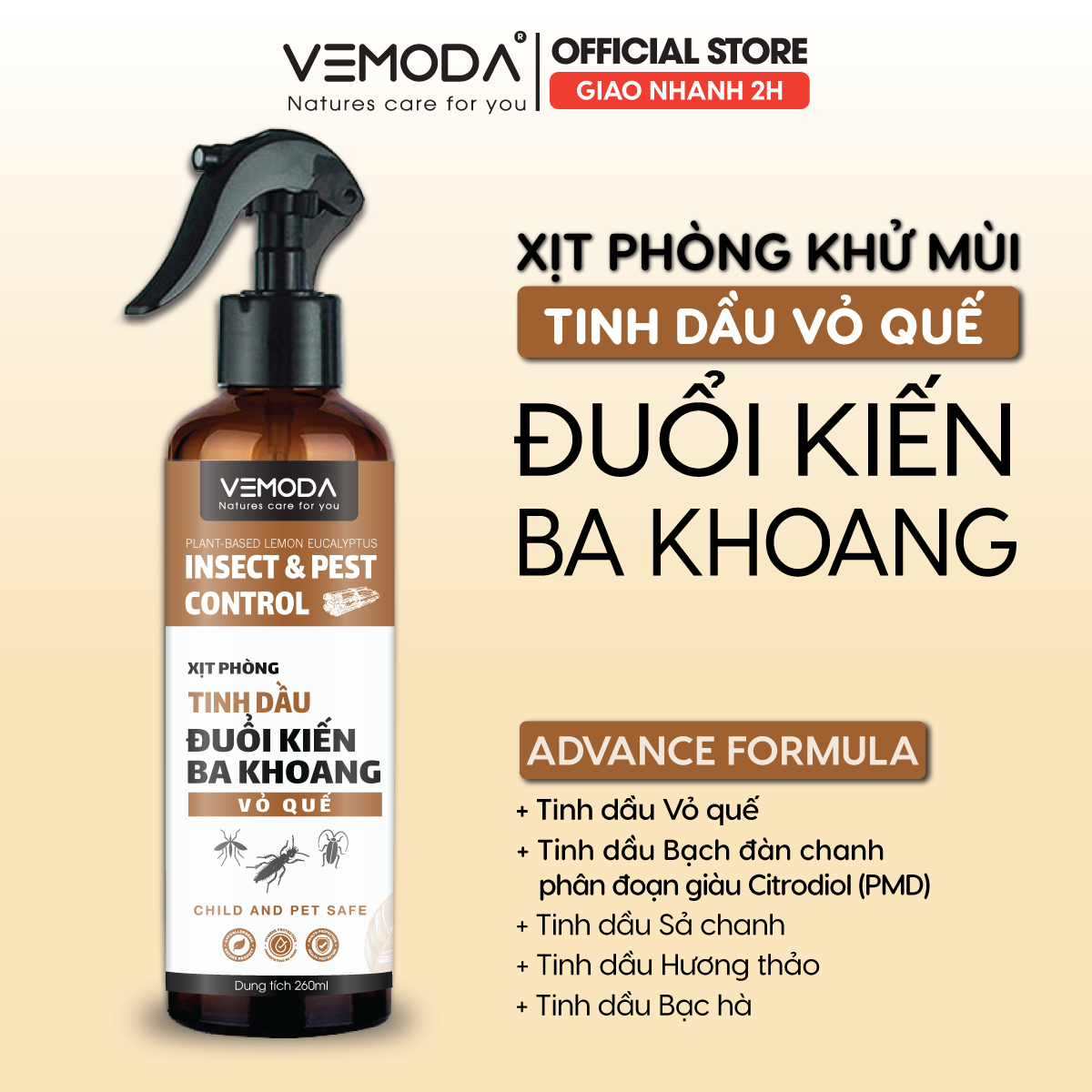 Xịt phòng tinh dầu đuổi kiến ba khoang. Xịt phòng tinh dầu quế. Xịt phòng khử mùi, kháng khuẩn, than