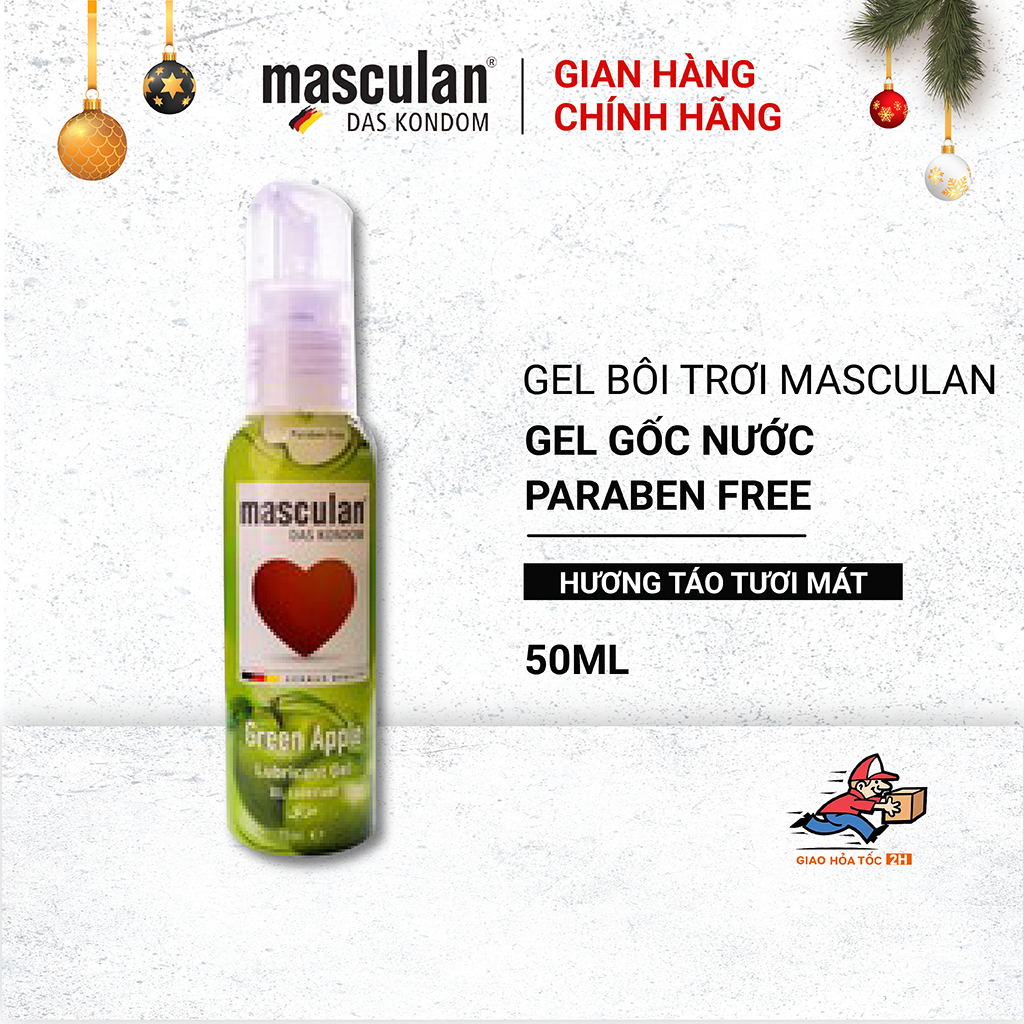 Gel bôi trơn cao cấp Masculan Green Apple - Trơn tru - Gốc nước - Không chất bảo quản - An toàn - 75ml