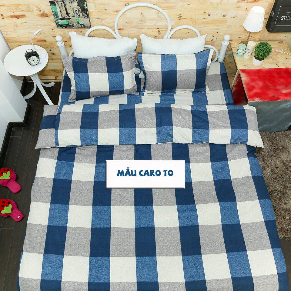 Vỏ chăn lồng ruột 2mx2m2 có khóa kéo,vải cotton poly hàn,mẫu karo kẻ bao diêm