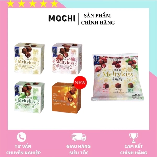  Socola tươi Meiji Meltykiss 56g Melty Kiss vị Vani Trà xanh Dâu tây Caramen nội địa Nhật Bản 