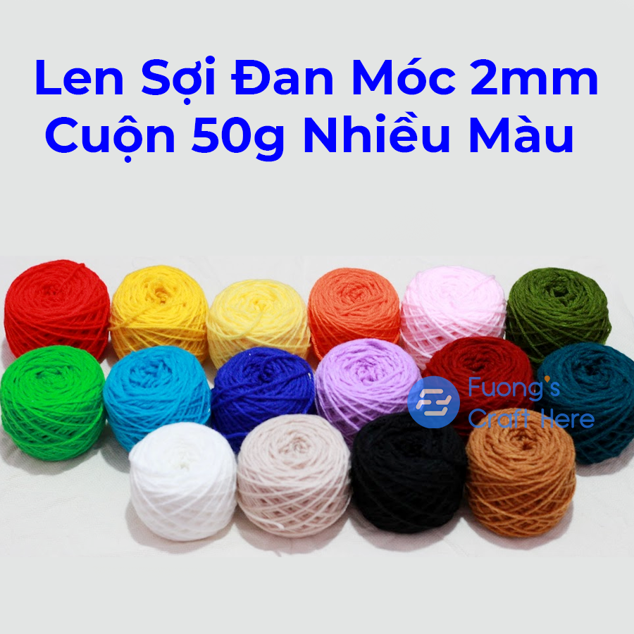 Len Sợi Đan Móc, Thêu Xù, Thêu Nổi cỡ 2mm - Fine Yarn Crocheting Embroidery