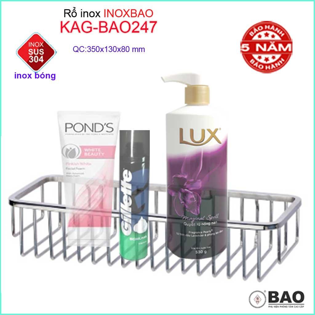 Kệ phòng tắm Inox Bảo KAG-BAO247, Rổ đựng xà phòng SUS304 dập khuôn cao cấp sang trọng tinh tế đến từng chi tiết