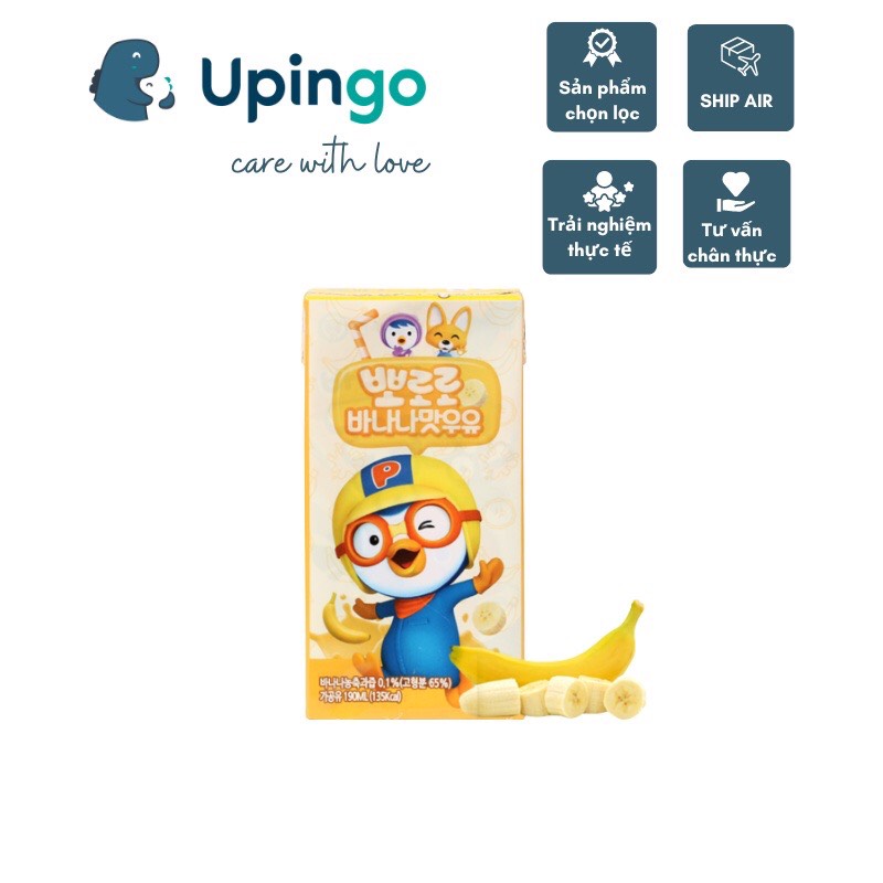 Sữa tươi Pororo - Sữa dinh dưỡng Pororo Hàn Quốc mẫu mới đủ 4 vị chuối, dâu, socola