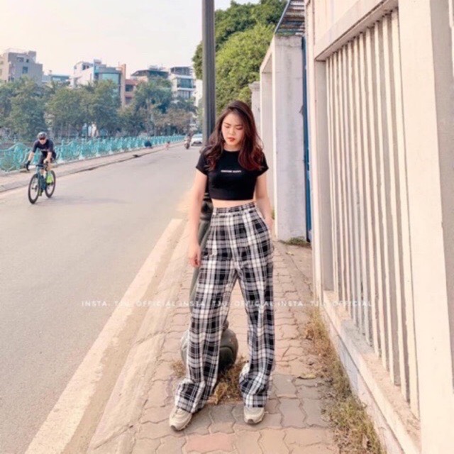 Sét áo coptop + quần kẻ đen