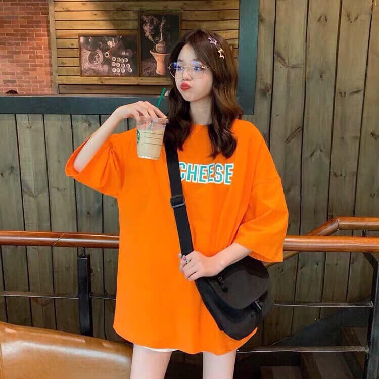 Áo thun cheesee unisex in 3d from rộng nam nữ hot trend độc lạ blackwhite1