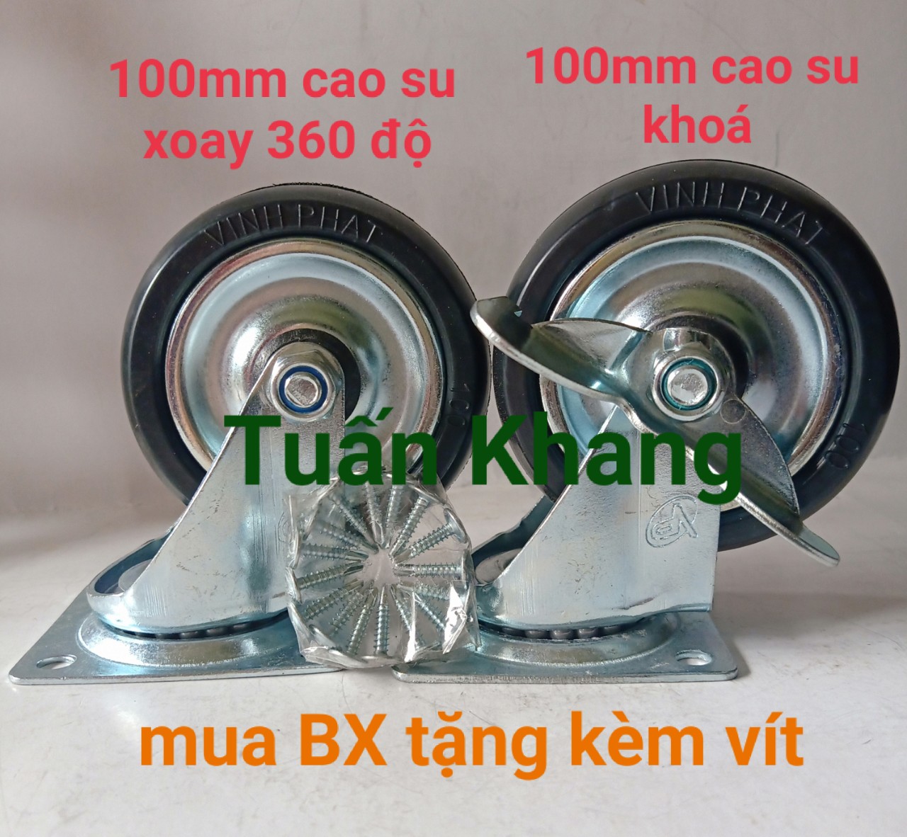 Bánh xe 100mm cao su vĩnh phát