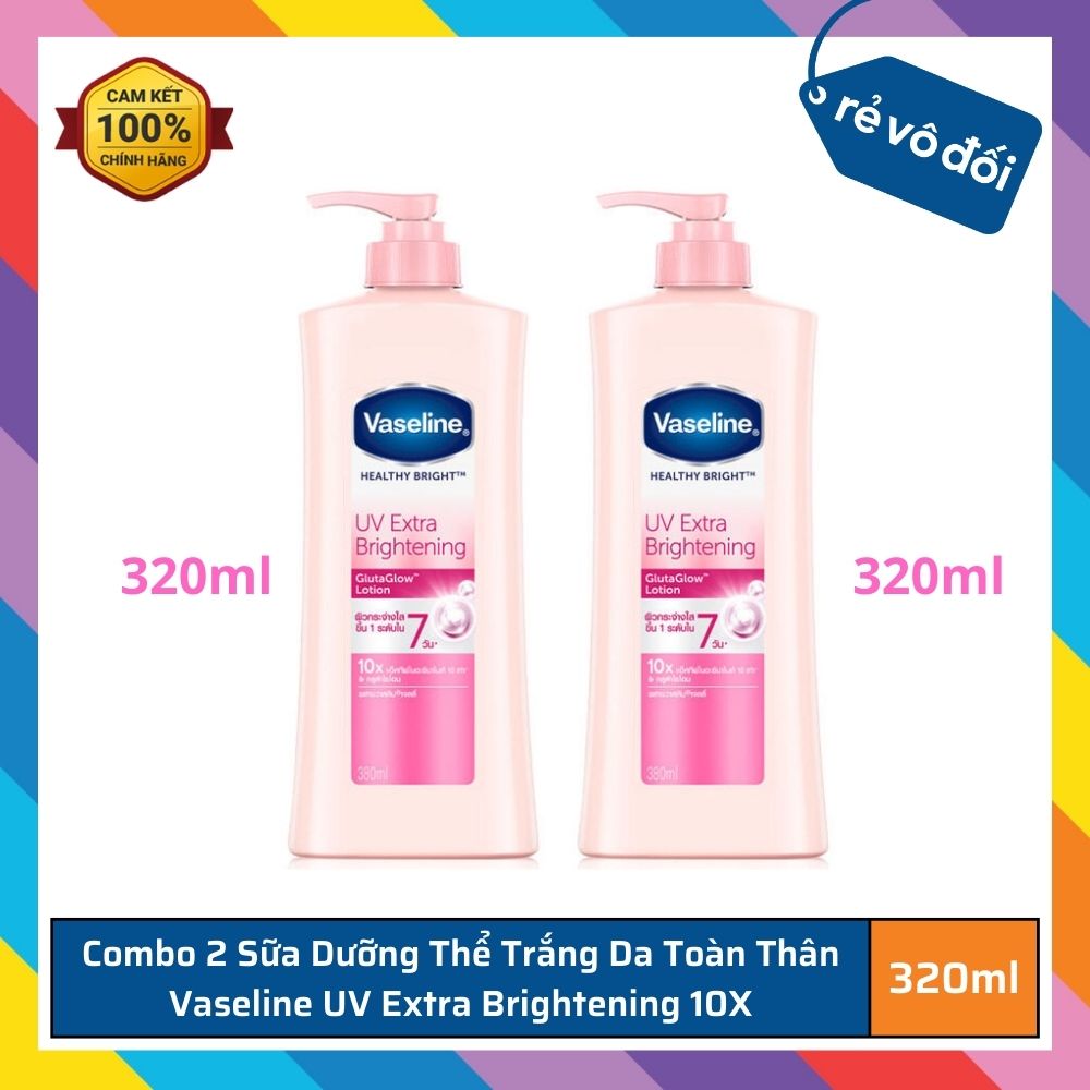 Sữa dưỡng thể trắng da toàn thân Vaseline Healthy Bright UV Extra Brightening 10X - Thái Lan