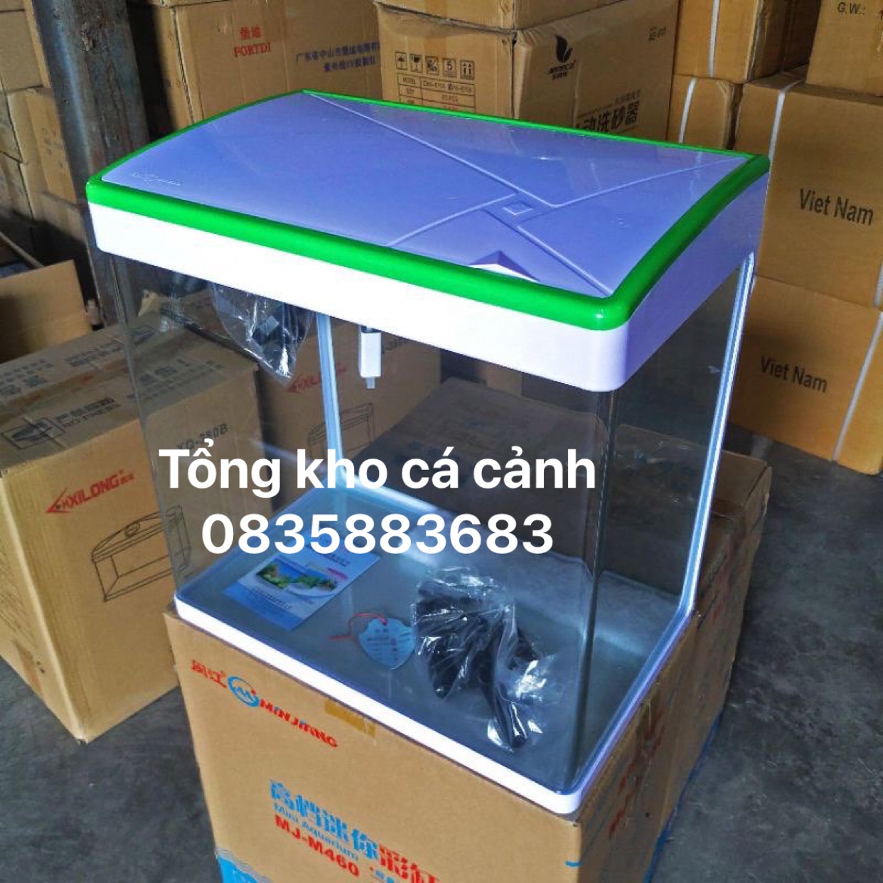 Bể đúc MJ 460 trọn bộ đèn led, máng lọc, máy lọc cho bế cá cảnh
