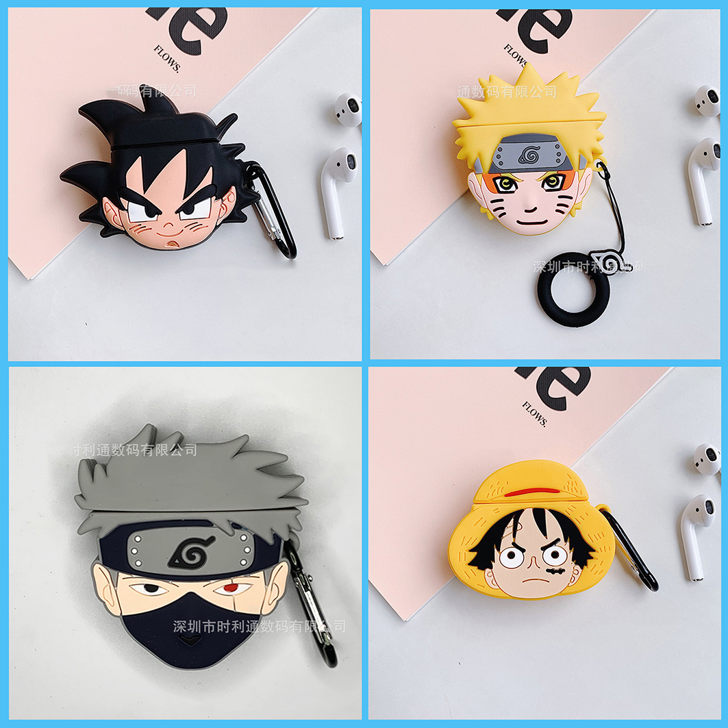 Case Airpod 1 2 Vỏ Ốp Bọc Tai Nghe Airpod Hình Naruto - kakashi - luffy - songoku Chất Liệu Silicon Dẻo