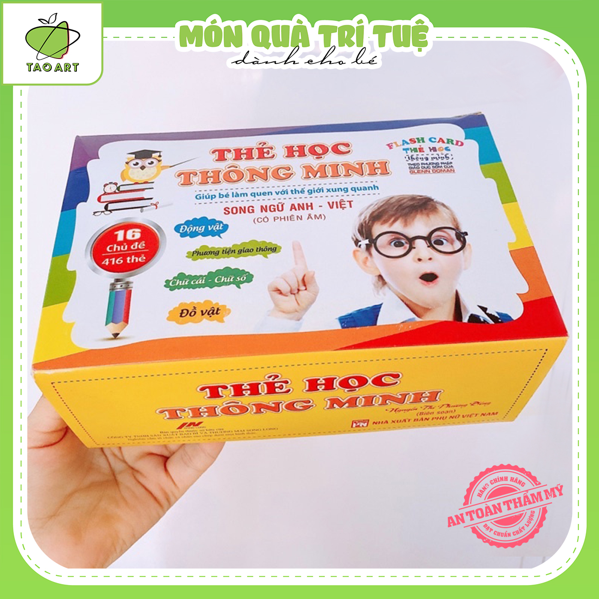 Thẻ học thông minh TAOART 16 chủ đề loại nhỏ chủ đề động vật giúp bé phát triển trí tuệ - TST001