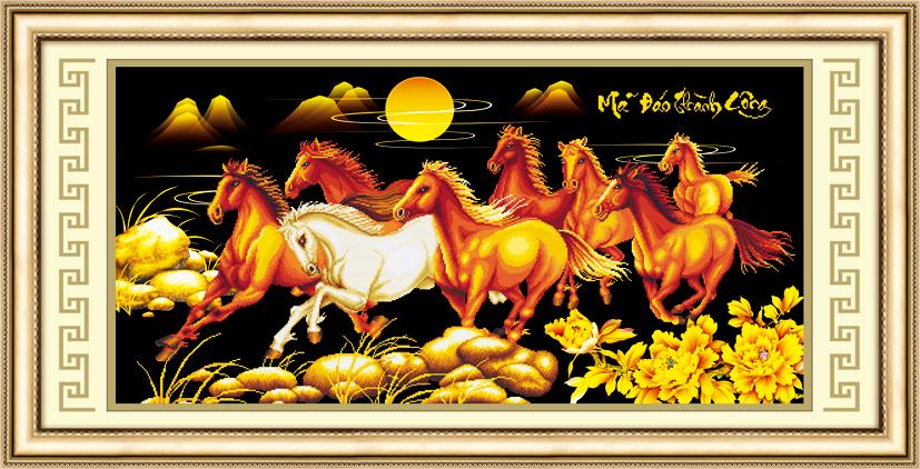 Tranh đính đá 8 con ngựa mã đáo thành công 77413