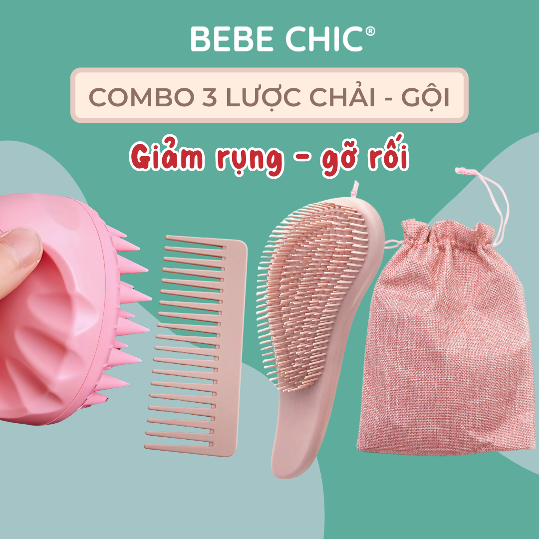 Combo lược gỡ rối và lược massage da đầu bebechic