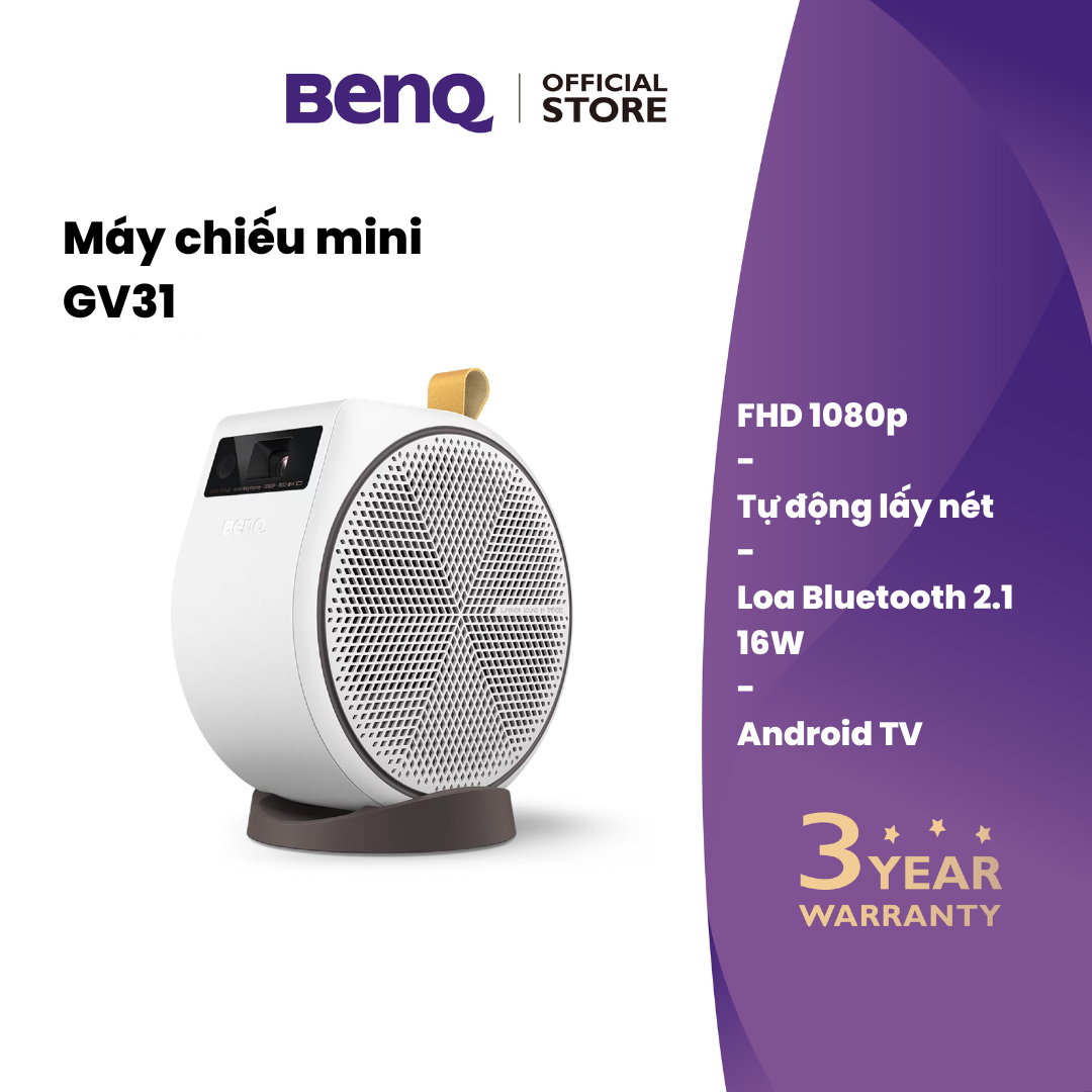 Máy chiếu mini không dây BenQ GV31 tích hợp Android TV _ Full HD, hệ thống loa 2.1, góc chiếu linh hoạt