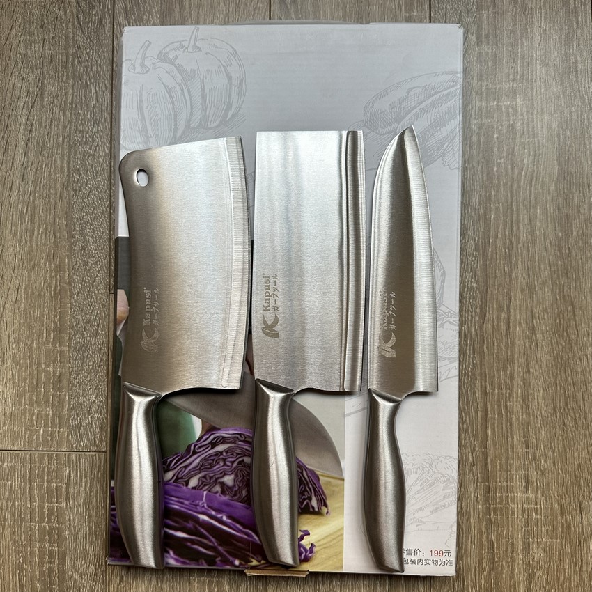 Bộ dao nhà bếp KAPUSI Nhật Bản hợp kim thép không gỉ gồm 3 dao 1dao chặt và 2 dao thái , Bh 12 tháng Tools and Hardware