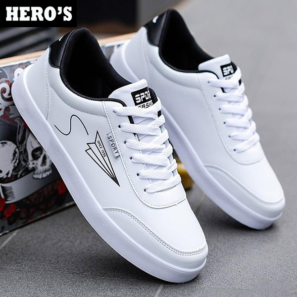 Giày nam thể thao sneaker HERO'S trắng đẹp bata cổ cao cho học sinh đi học đi làm cao cấp Mã CDT-1