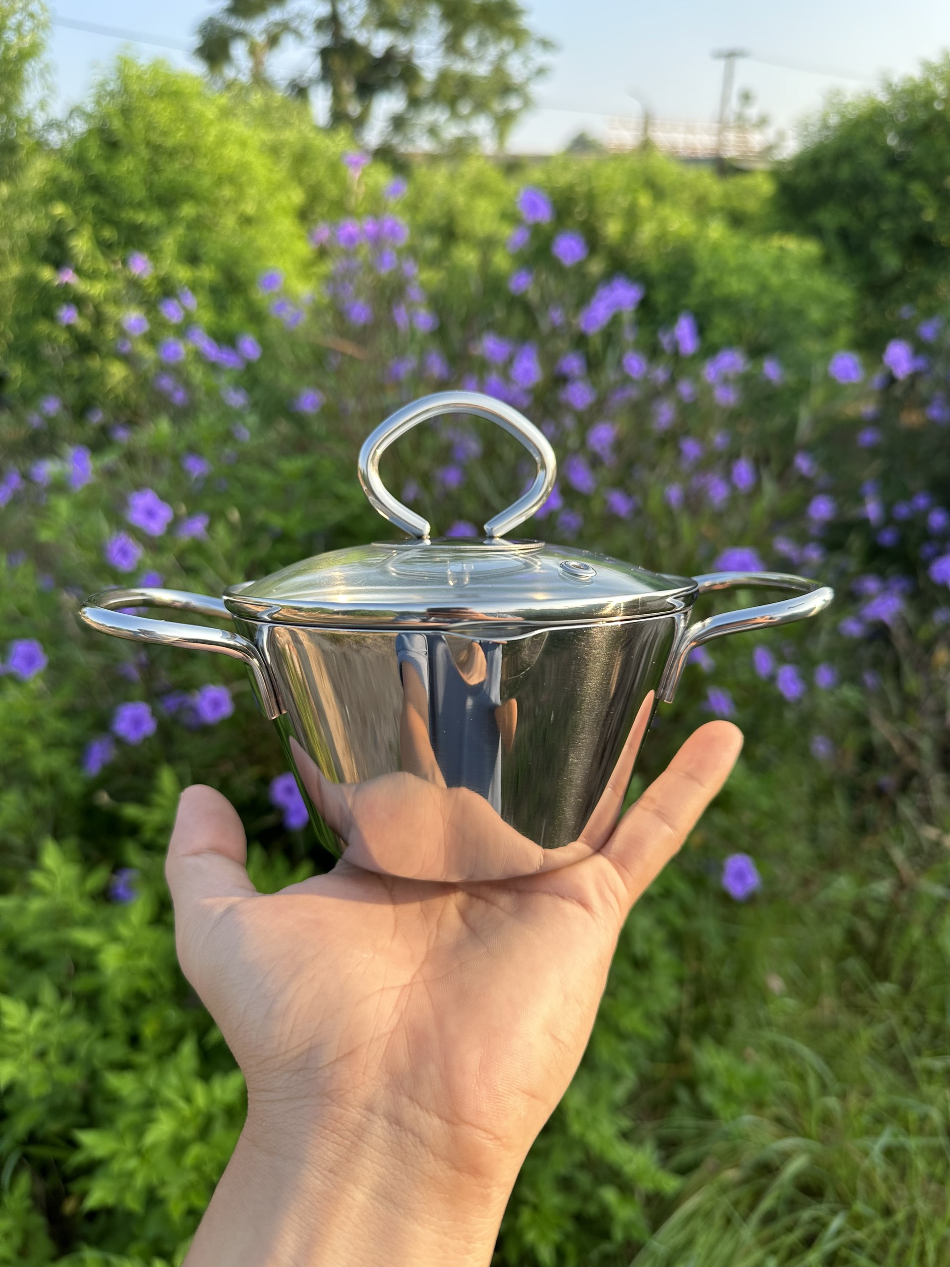 Nồi inox xuất Đức cho hãng Chockmen nồi mini nấu sốt, gia vị size 13cm chất liệu 18/10 đáy từ
