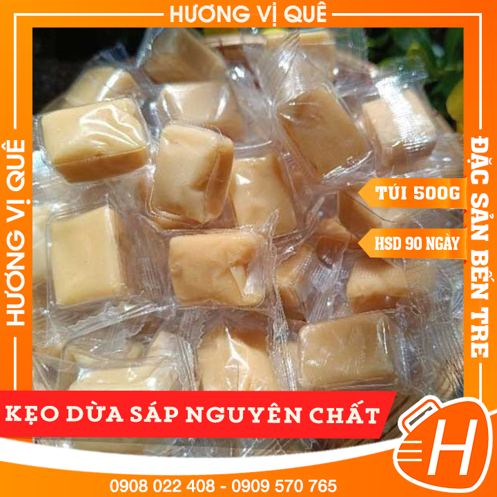 Kẹo dừa sáp nguyên chất - túi 500g - đặc sản bến tre