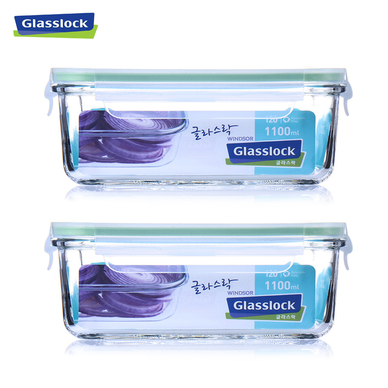 Combo 2 hộp đựng thực phẩm glasslock mcrb110 1100ml - larva store