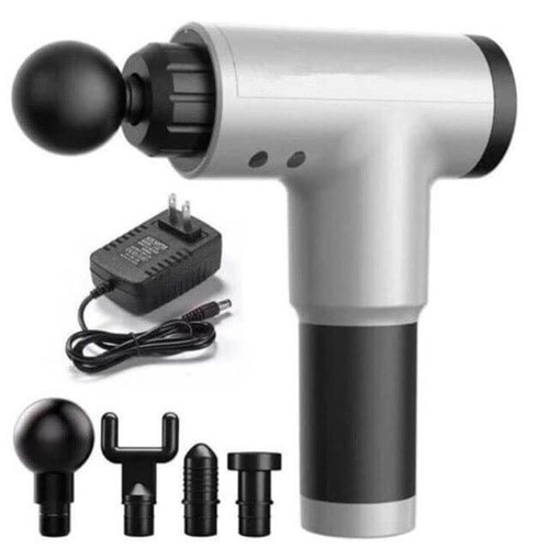 Máy massage cầm tay Fascial Gun cao cấp 4 đầu 6 chế độ rung - Súng massage toàn thân giảm căng cơ trị nhức mỏi vai gáy