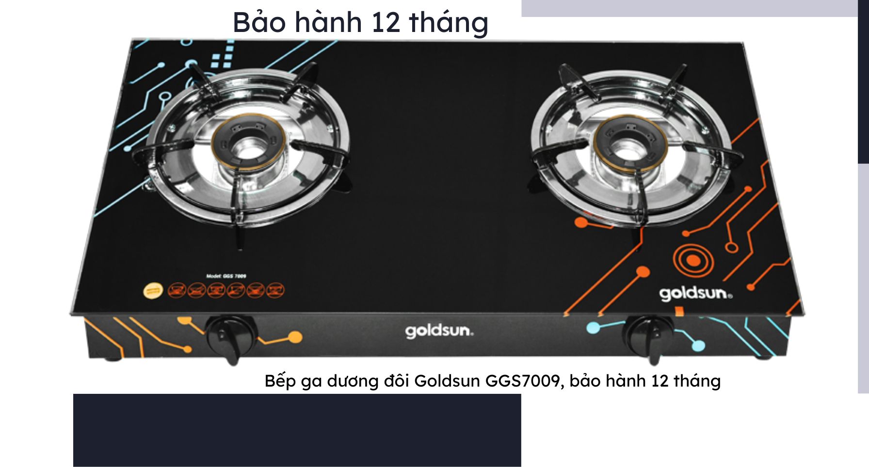 Bếp ga dương đôi goldsun ggs7009, bảo hành 12 tháng