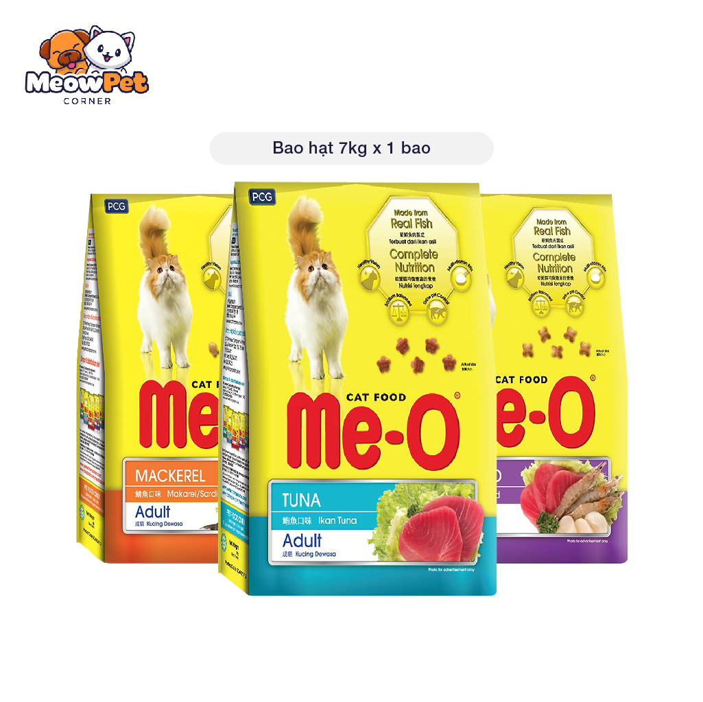 Hạt Me-O cho mèo 7kg (bao xá/bao có 20 túi lẻ 350g) | Thức ăn khô dạng hạt cho mèo lớn, mèo trưởng thành