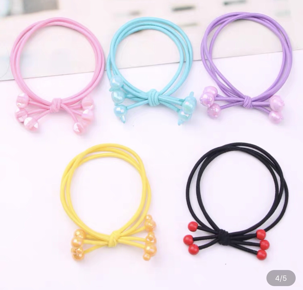 Sét 4 dây cột tóc đính hạt sắc màu - phukienteen