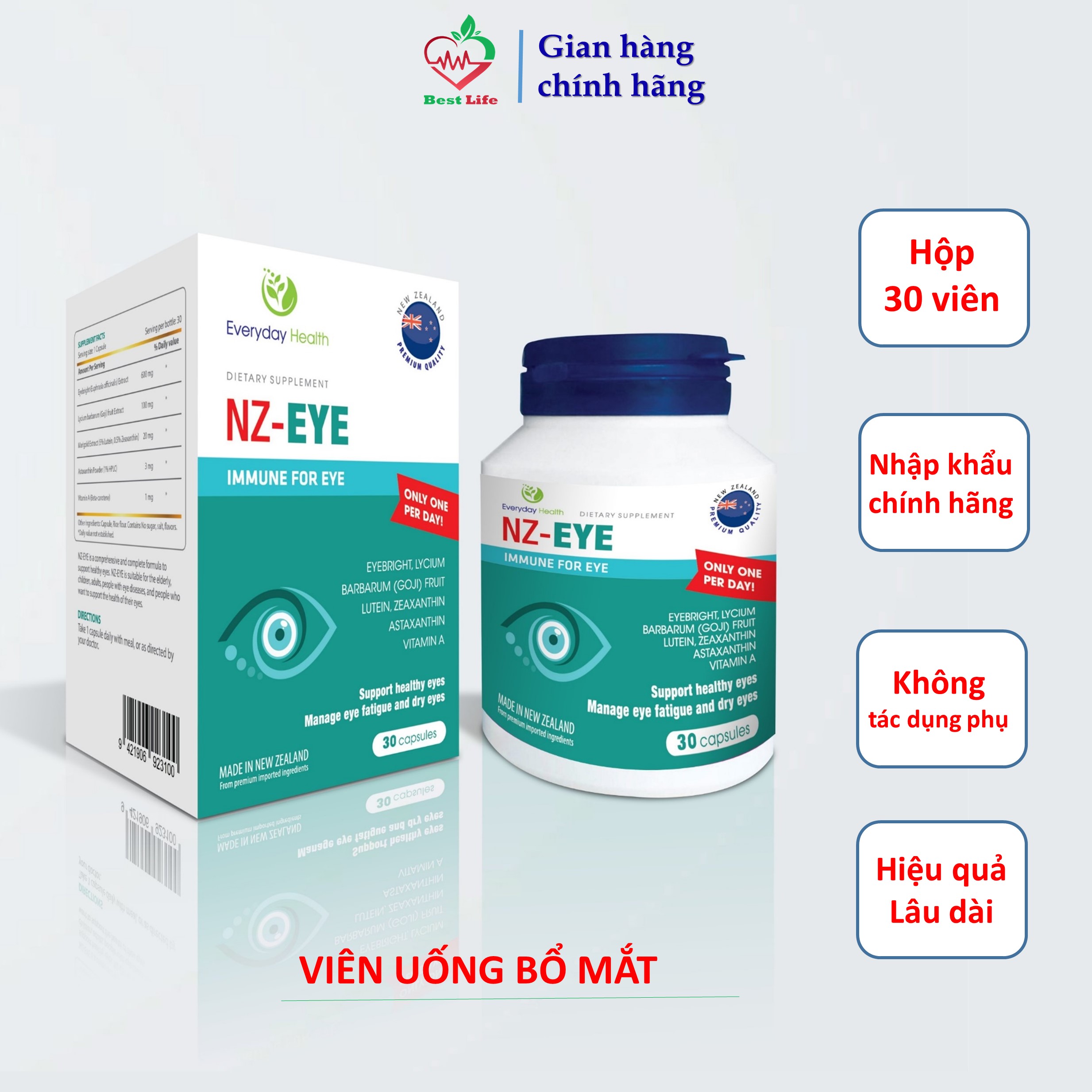 Viên uống bổ mắt NZ - EYE tăng cường thị lực cải thiện tình trạng mỏi mắt