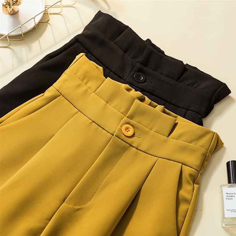 Quần baggy nữ cạp bèo, quần baggy lưng cao cạp xếp ly siêu hot