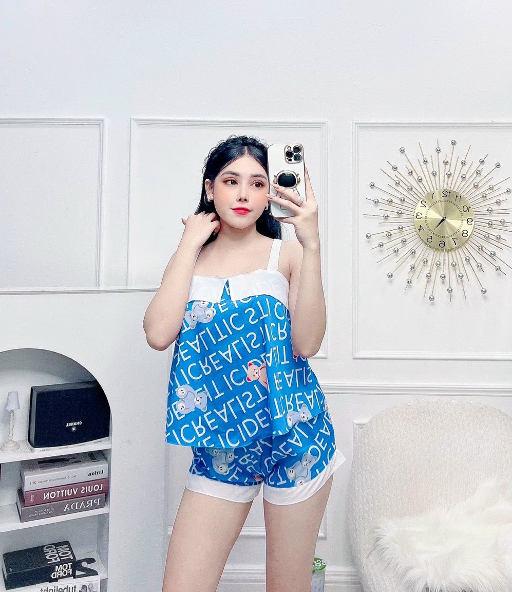 Đồ bộ mặc nhà kate lụa đùi dễ thương 473