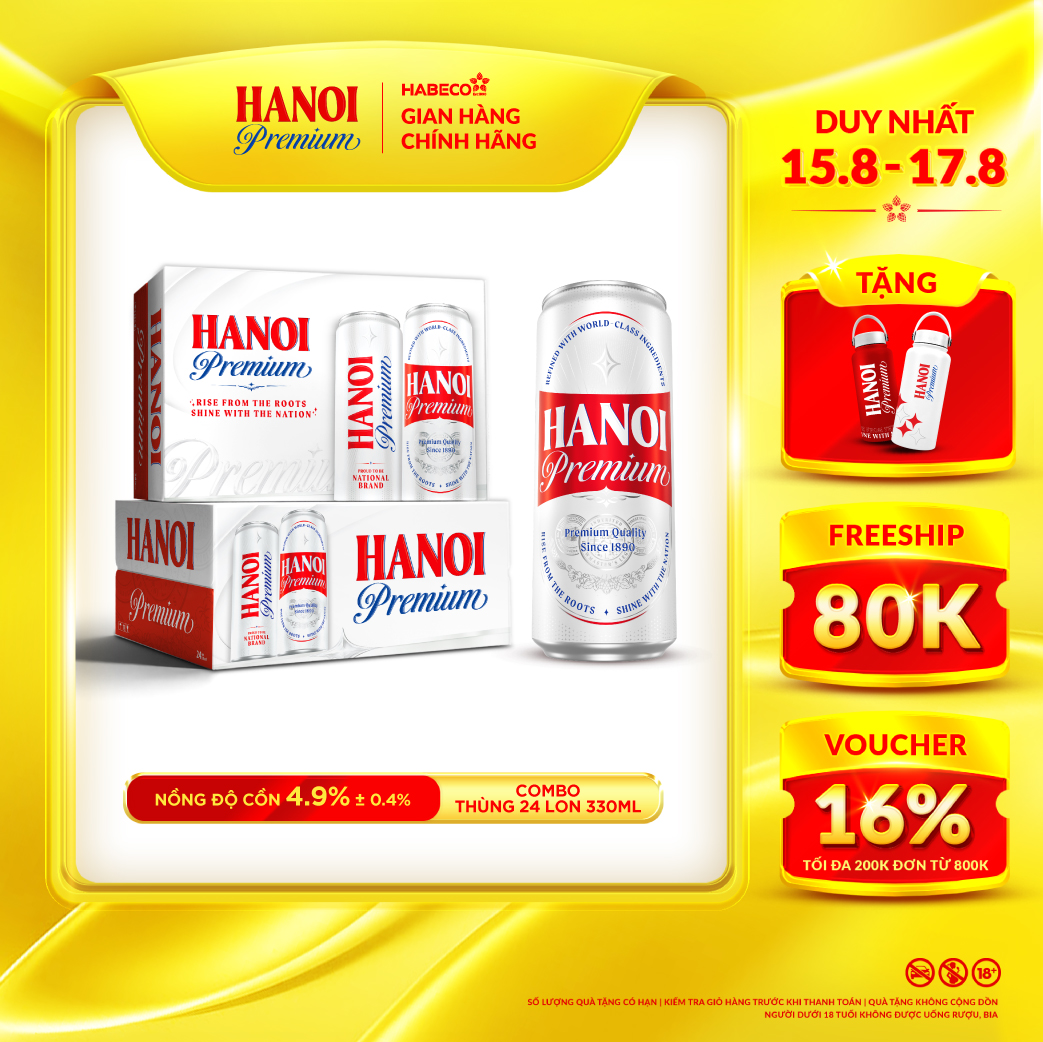 Combo 2 Thùng 24 lon Bia Hanoi Premium - HABECO (330ml)
