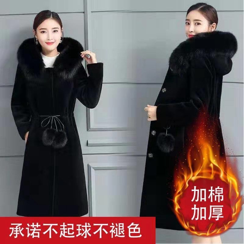 Áo Khoác Lông Dài Của Phụ Nữ Nhung Áo Khoác Nữ Mùa Thu Mới Kích Thước Lớn Dày Lông Thú Giả Áo Khoác Mỏng