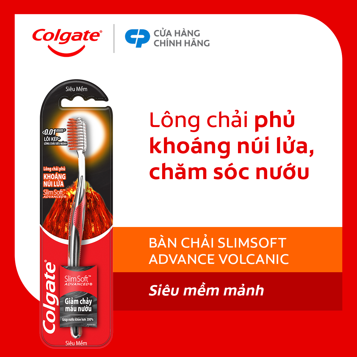  Bàn chải Colgate SlimSoft Advanced ngăn chảy máu nướu từ khoáng núi lửa siêu mềm mảnh 