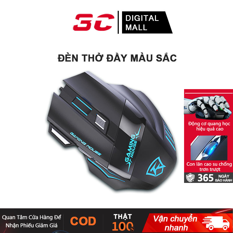 Chuột không dây cổng USB 2. 4G có thể sạc điện đèn 7 màu làm việc giải trí chơi game, thích hợp máy tính laptop- Bảo hành