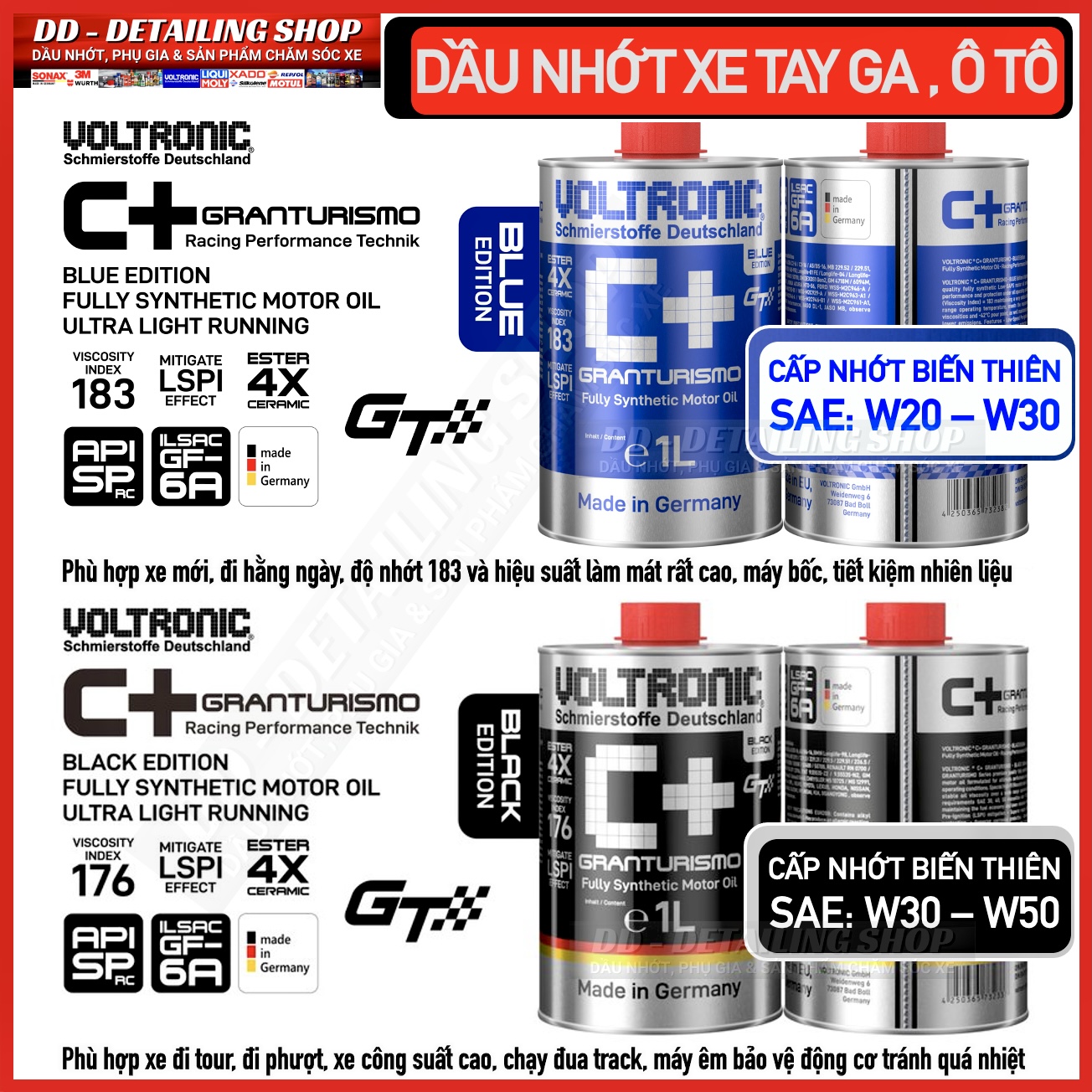 Voltronic c+ blue, c+ black cấp nhớt biến thiên ester 4x ceramic granturismo fully synthetic api sp 1 lít , nhớt voltronic 0w20, 0w30, 5w30, 10w30, 0w30, 5w30, 5w40, 10w40, 15w40, 10w50