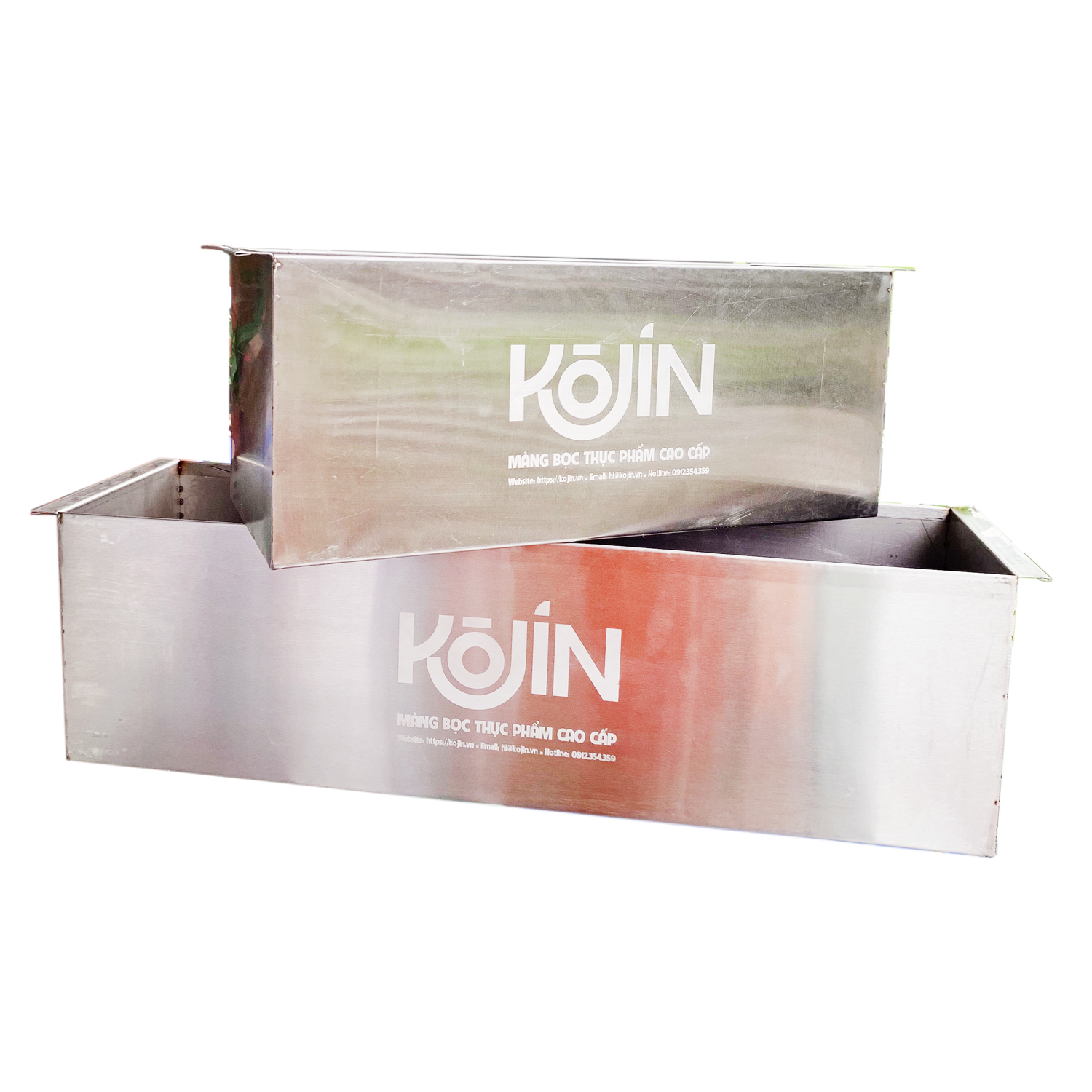 Hộp đựng màng bọc thực phẩm kojin inox siêu bền kèm bánh xe và dao cắt