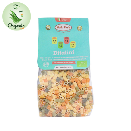 Nui ống ngắn rau củ hữu cơ 200g Dalla Costa - Dalla Costa Organic Vegetable Pasta Ditalini 200g