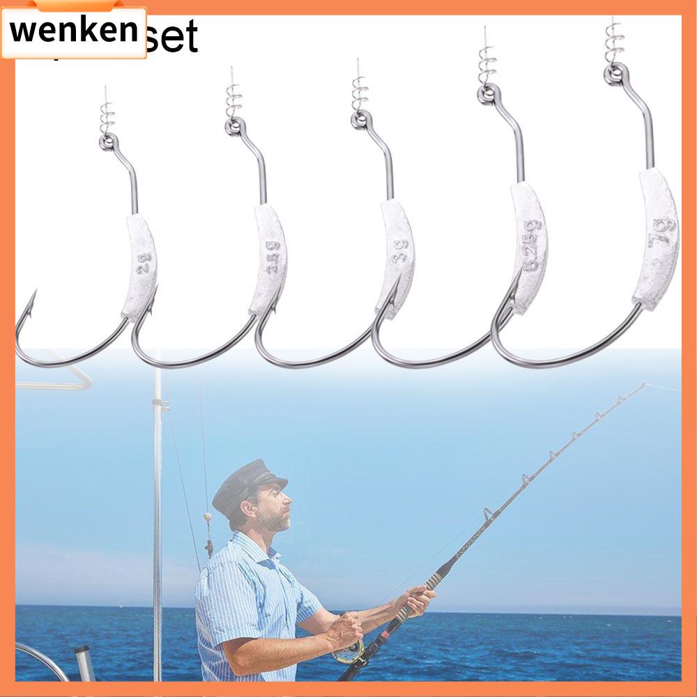 5 cái móc câu/lô đầu jig chì lưỡi câu cá, móc jig 2g-7g mồi câu cá bằng thép cacbon mềm