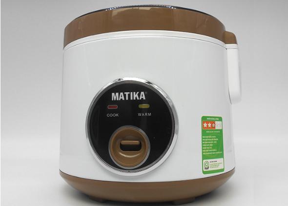 Nồi cơm điện matika 1,2l 600w nắp gài màu nâu trắng mtk-rc05